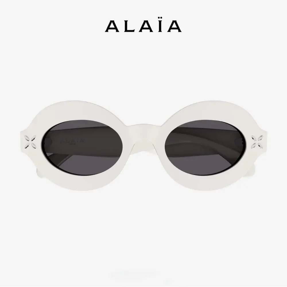 New! Alaïa White Oval Sunglasses AA0059S 002, Authentic